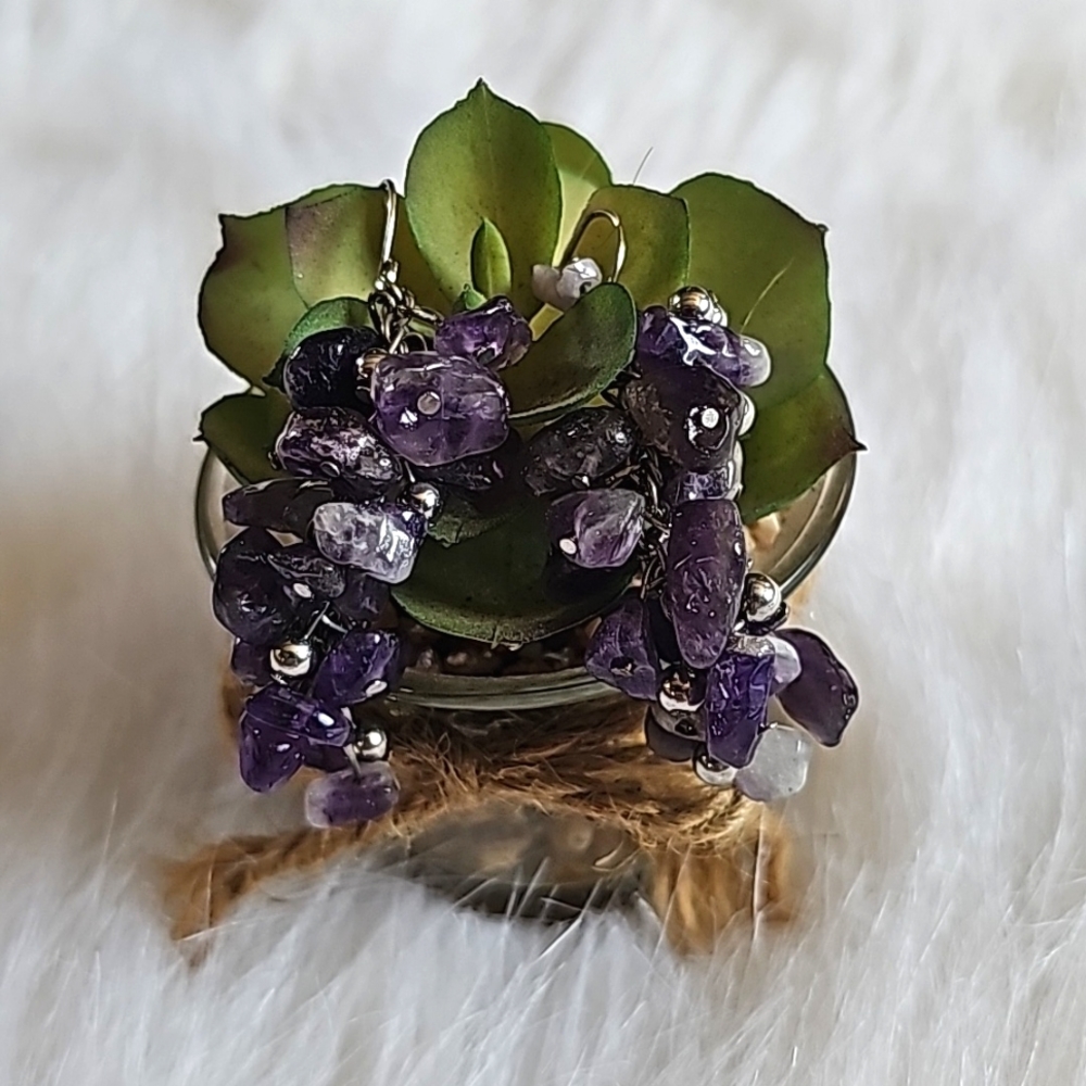 Amethyst chip earrings